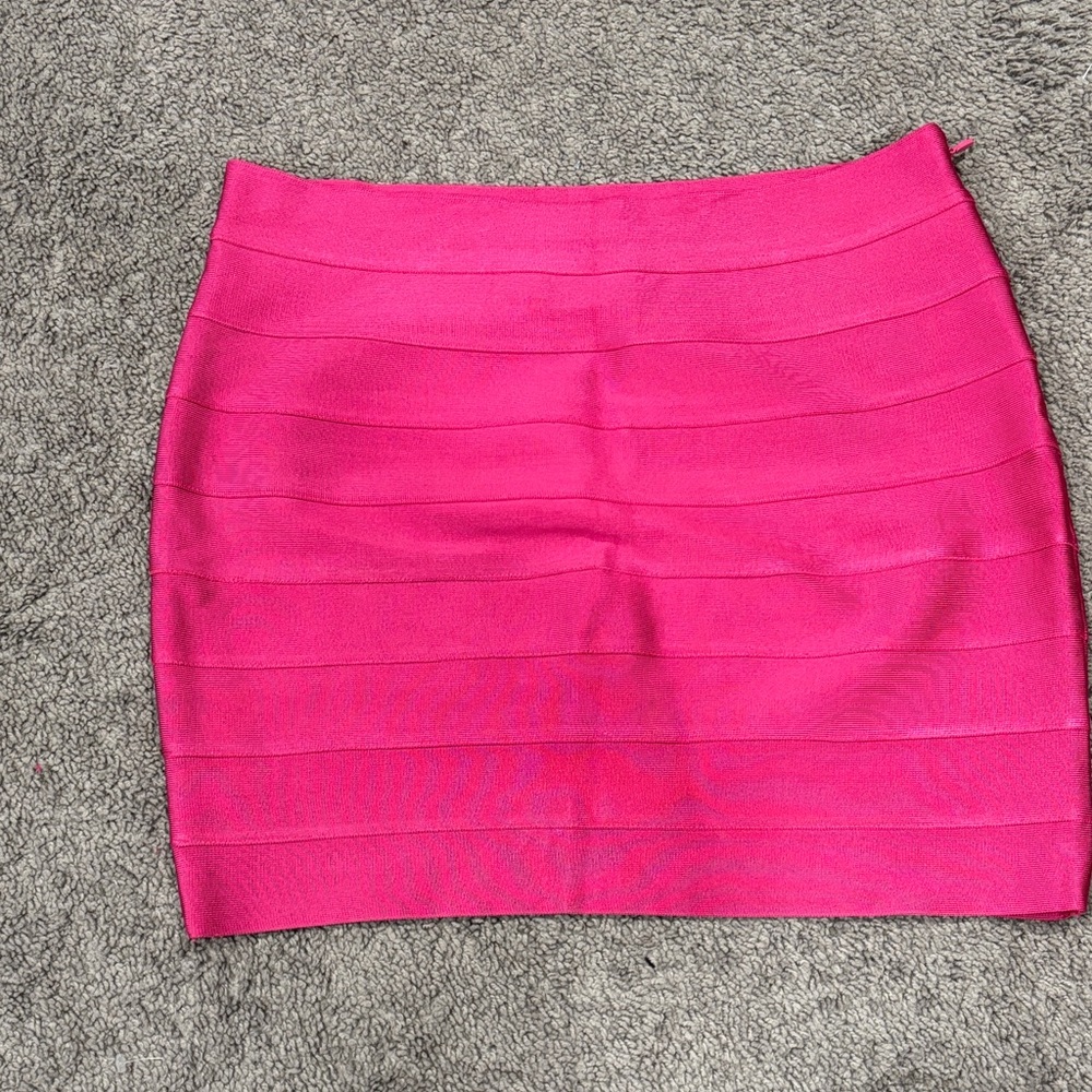 Herve Leger Vibrant Pink Mini Skirt